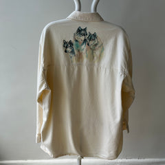 1980s Wolf Front and Back Larger Cotton Flannel