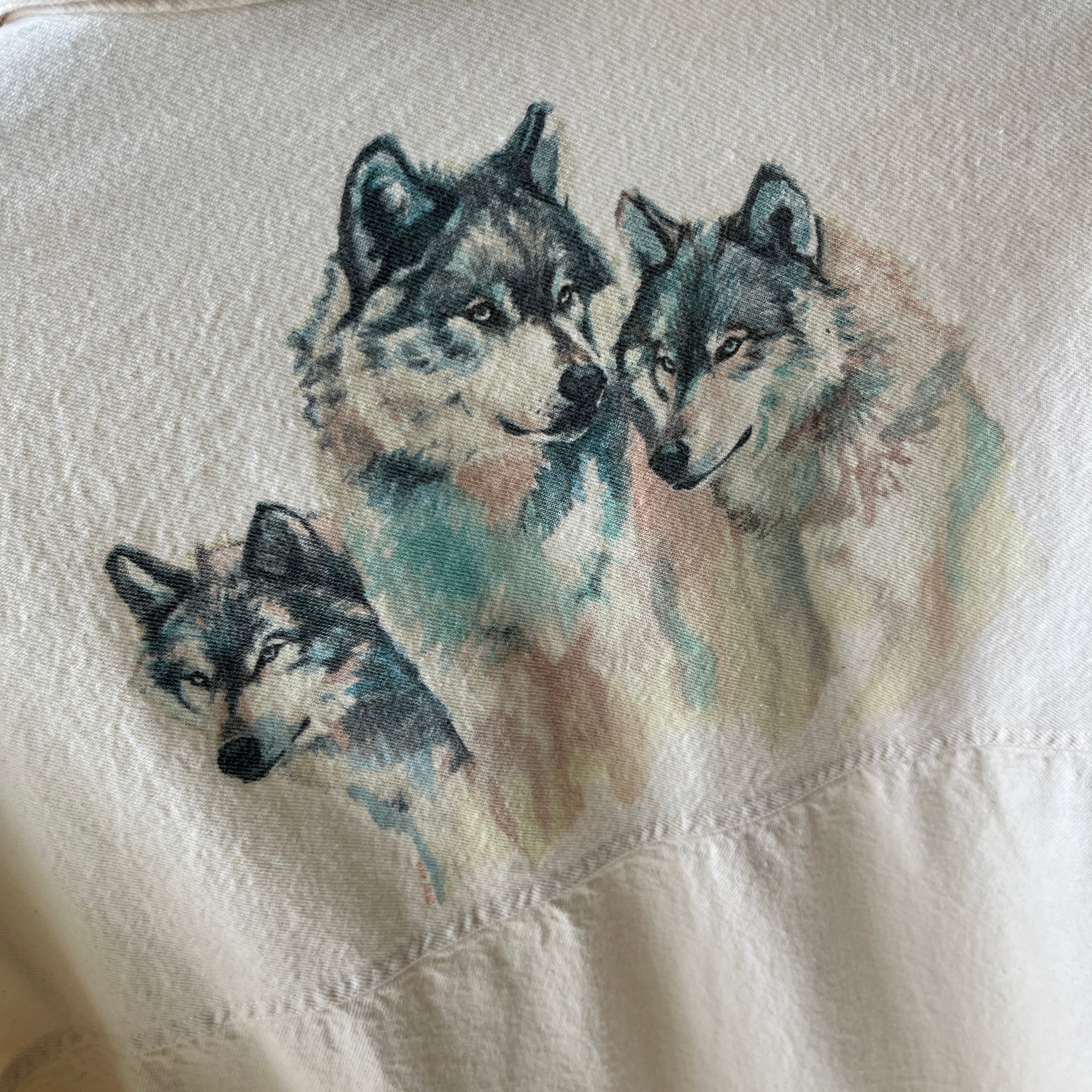1980s Wolf Front and Back Larger Cotton Flannel