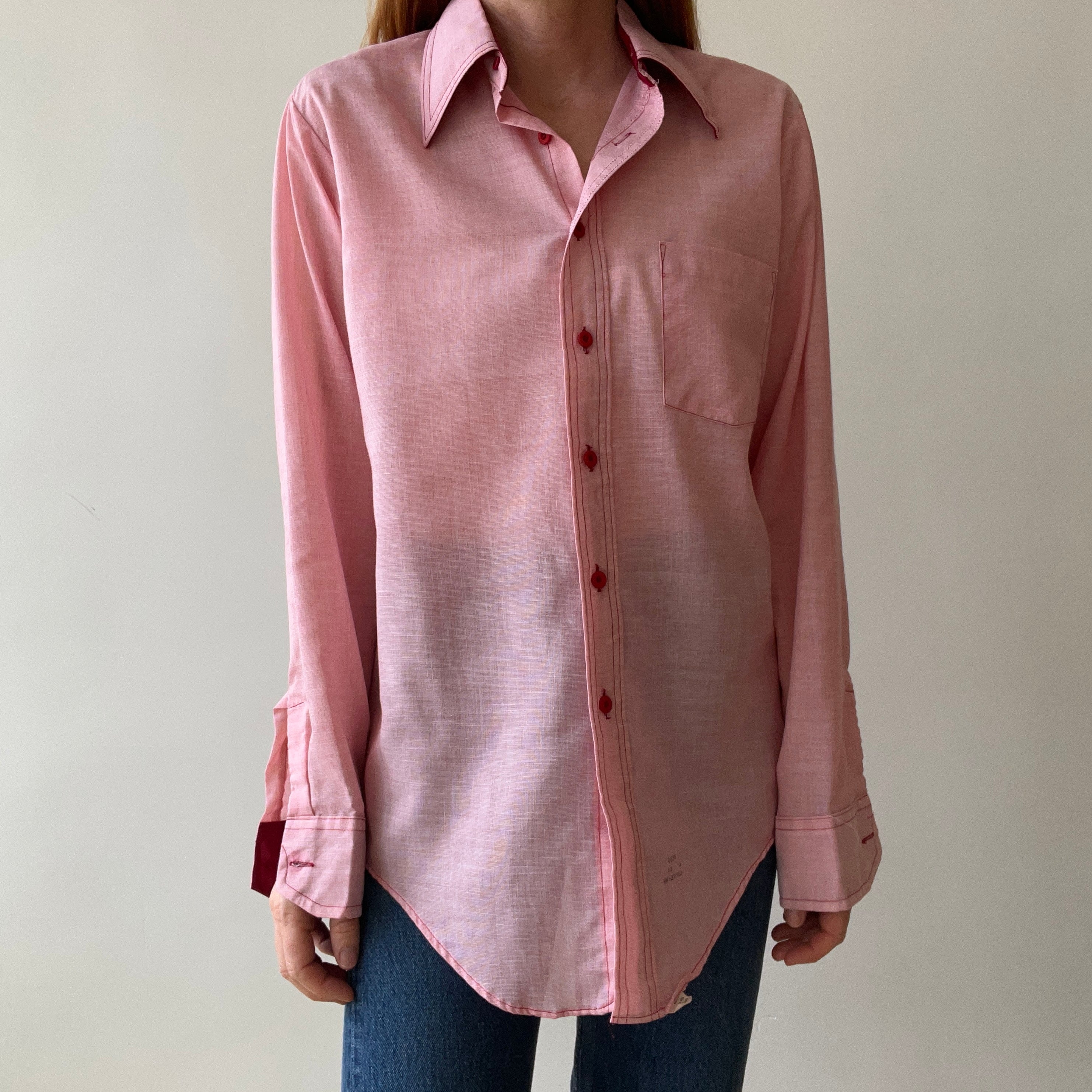 1970s/80s Red Long Sleeve Button Up