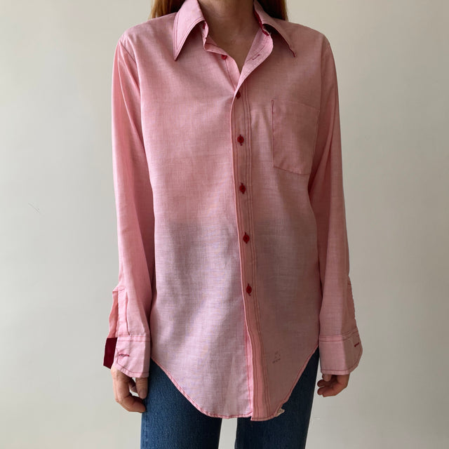 1970s/80s Red Long Sleeve Button Up