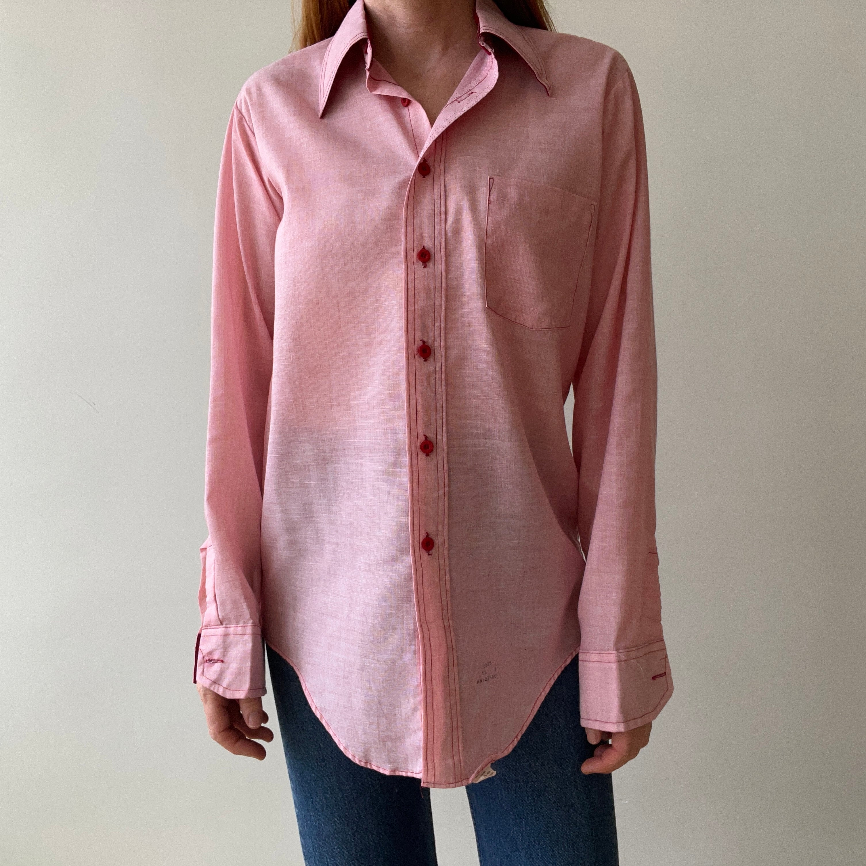 1970s/80s Red Long Sleeve Button Up