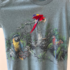 1990s Habitat Embroidered Parrot Rainforest T Shirt