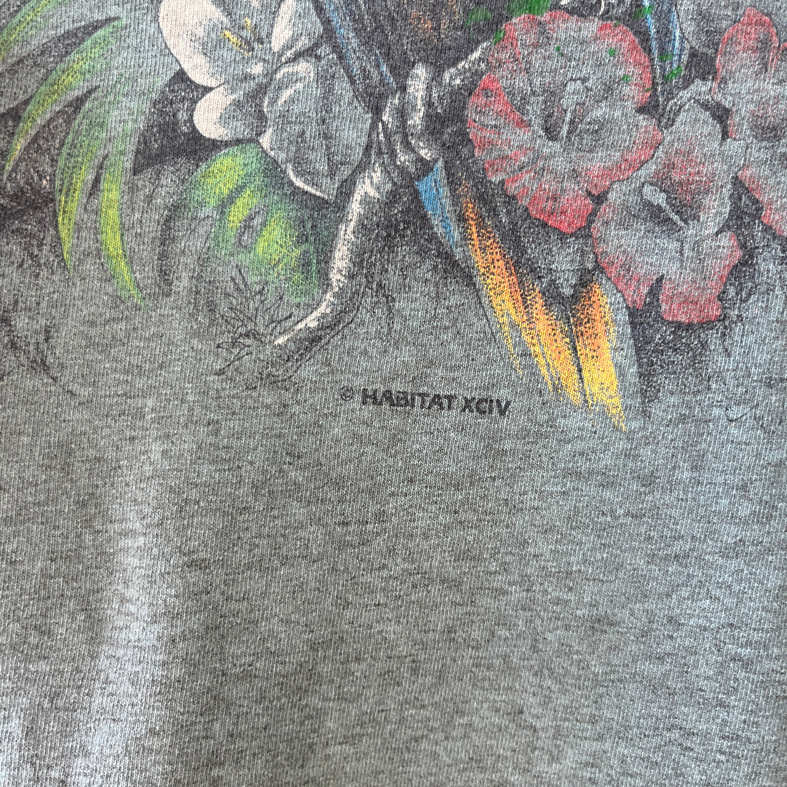 1990s Habitat Embroidered Parrot Rainforest T Shirt
