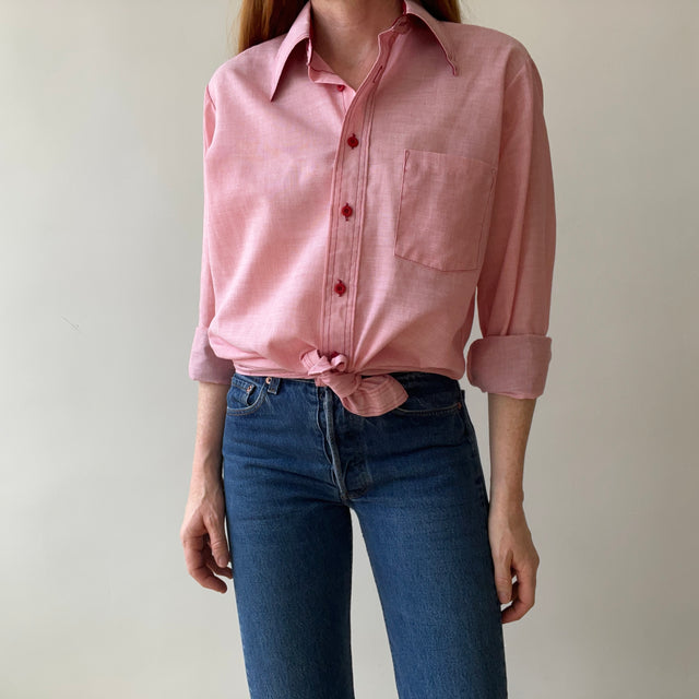1970s/80s Red Long Sleeve Button Up