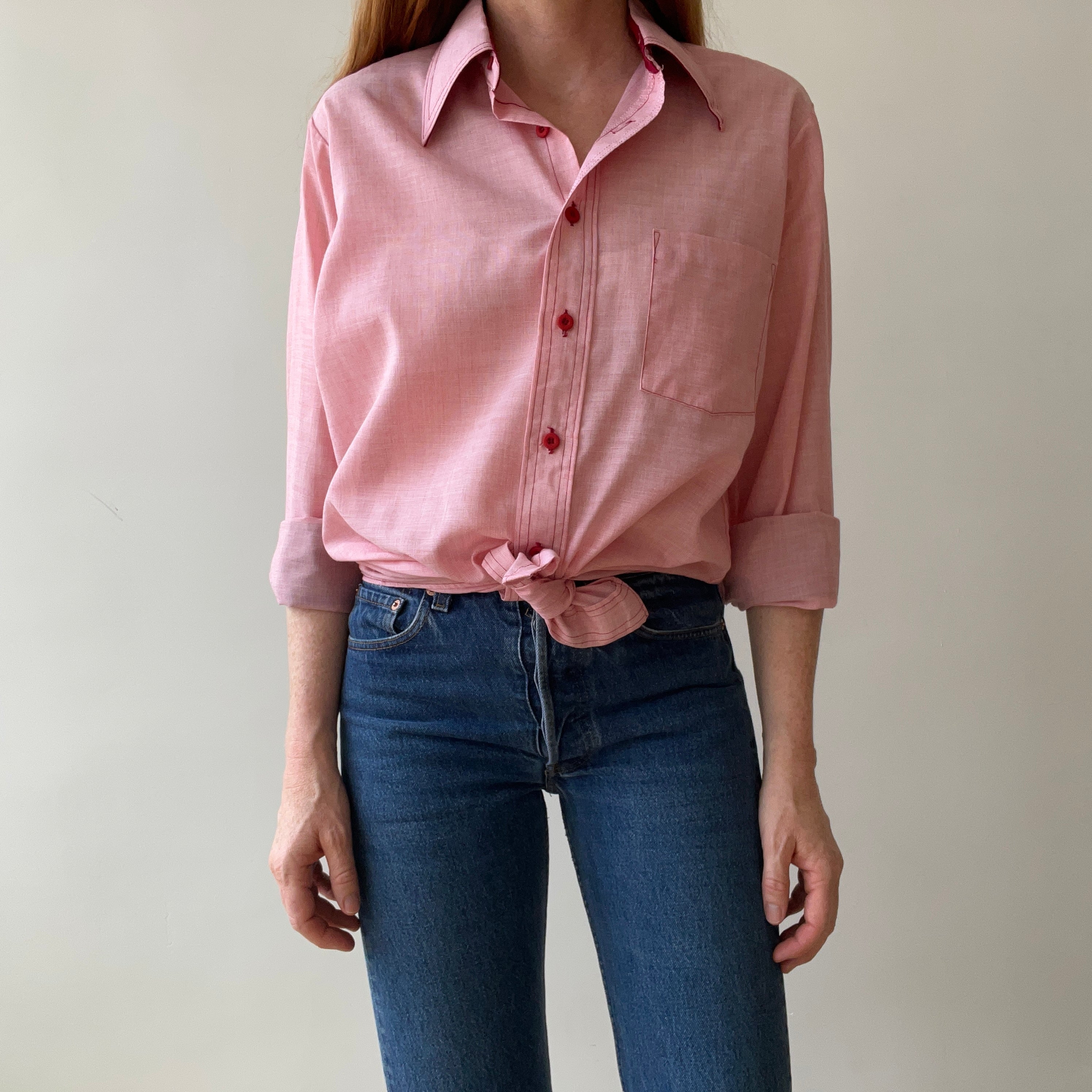 1970s/80s Red Long Sleeve Button Up