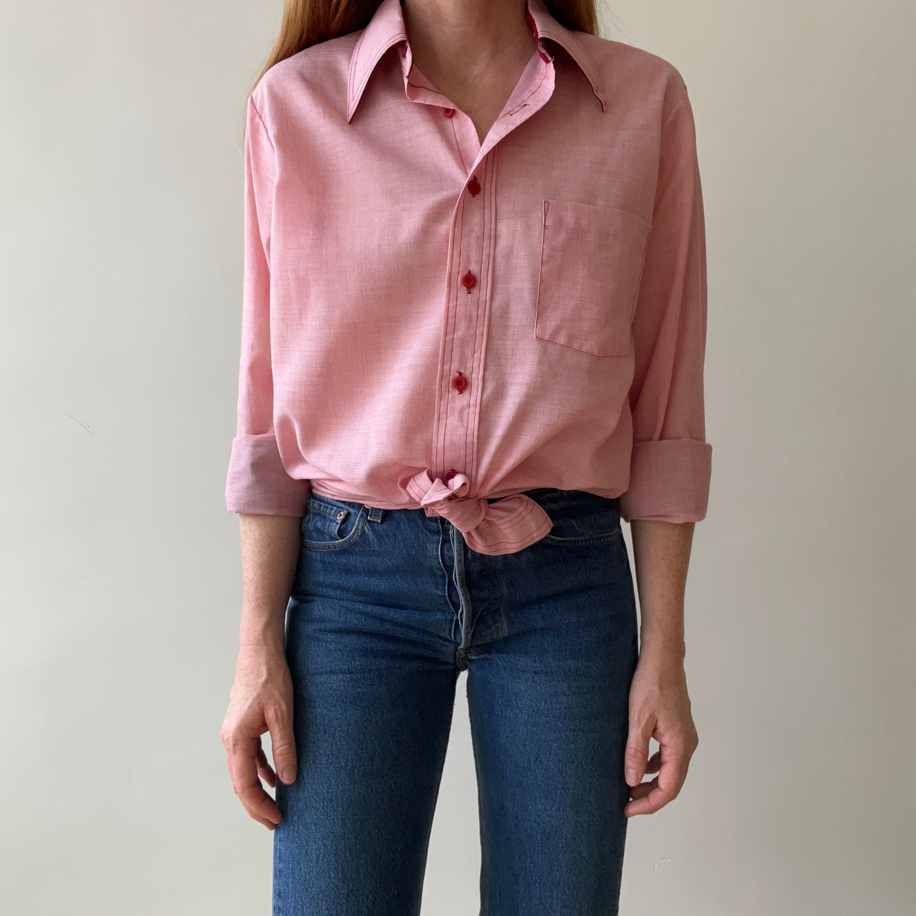 1970s/80s Red Long Sleeve Button Up