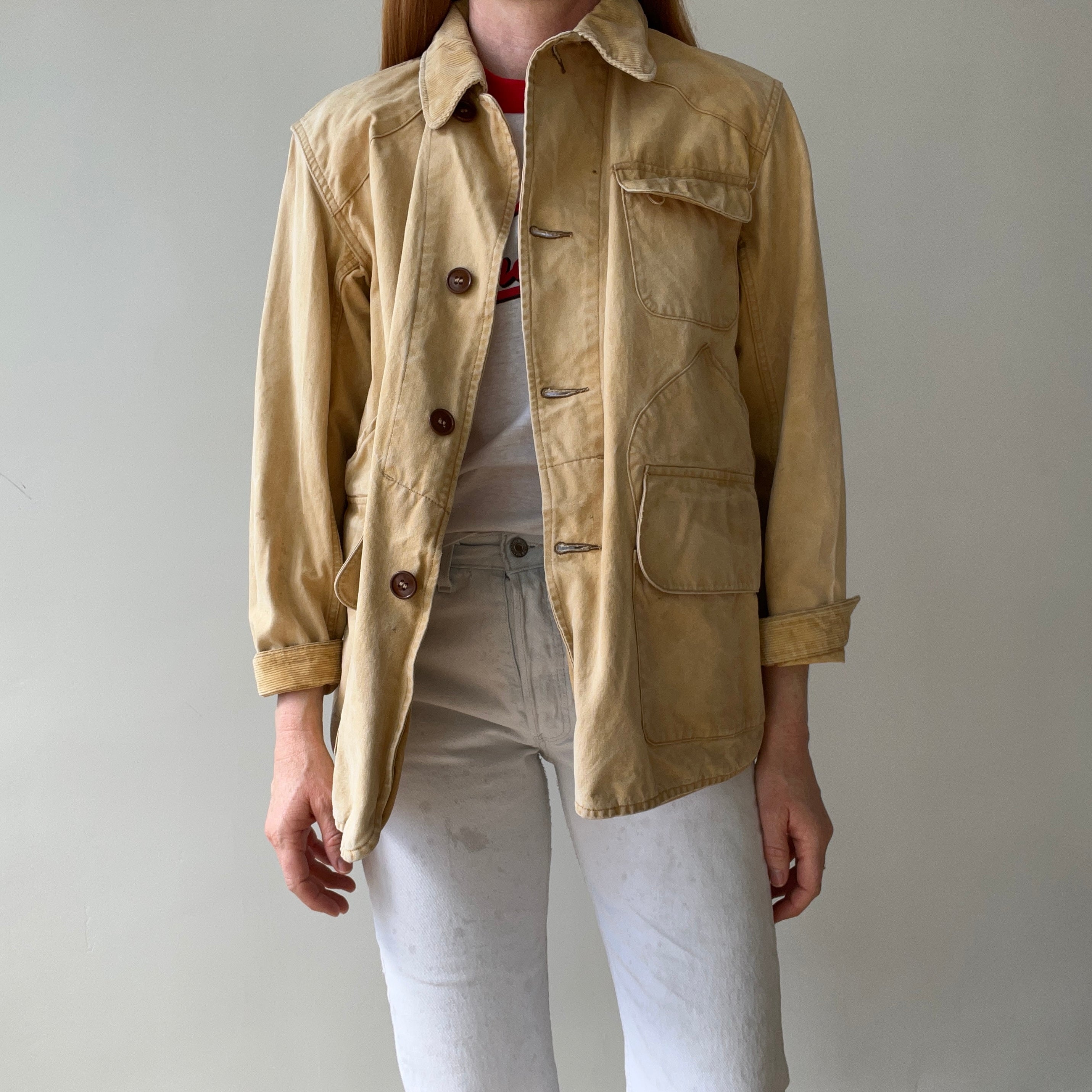 1930/40s Drybak Waterproof Cotton Hunting Jacket with Corduroy Collar  - Collectible