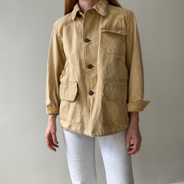 1930/40s Drybak Waterproof Cotton Hunting Jacket with Corduroy Collar - Collectible