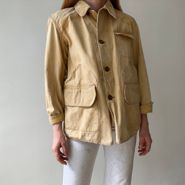 1930/40s Drybak Waterproof Cotton Hunting Jacket with Corduroy Collar - Collectible
