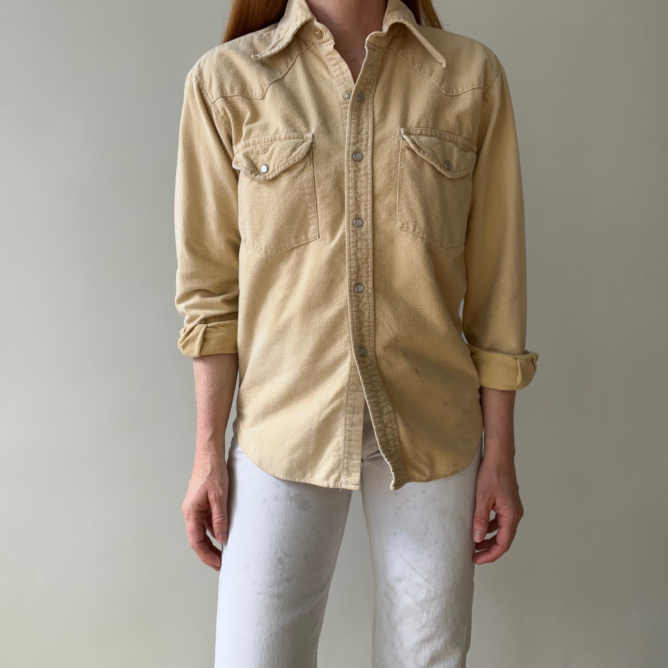 1960/70s Black Sheep Cotton Flannel Cowboy Snap Front Shirt - Smaller Size