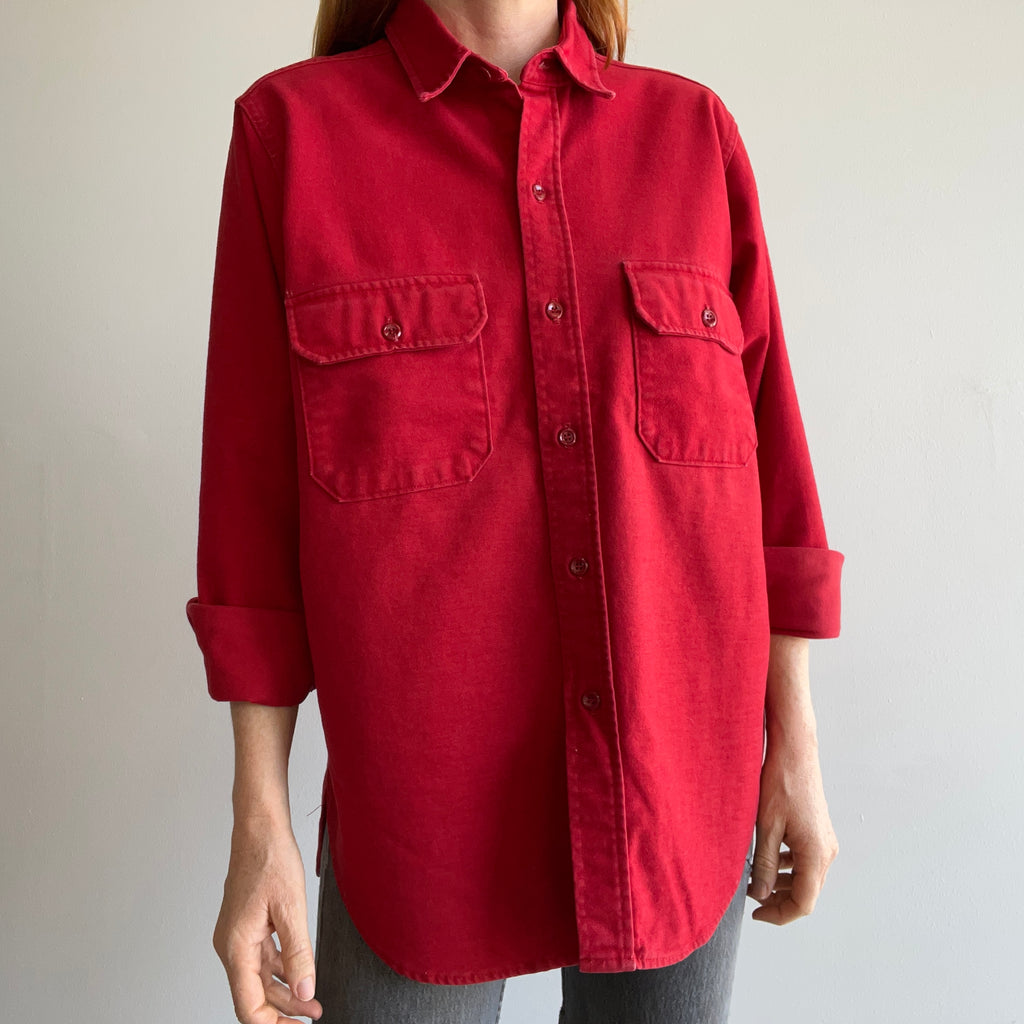 Feel Co Woolrich – Cotton Beautiful Red Fla USA Red Vintage Made 1980s Moleskin/Chamois