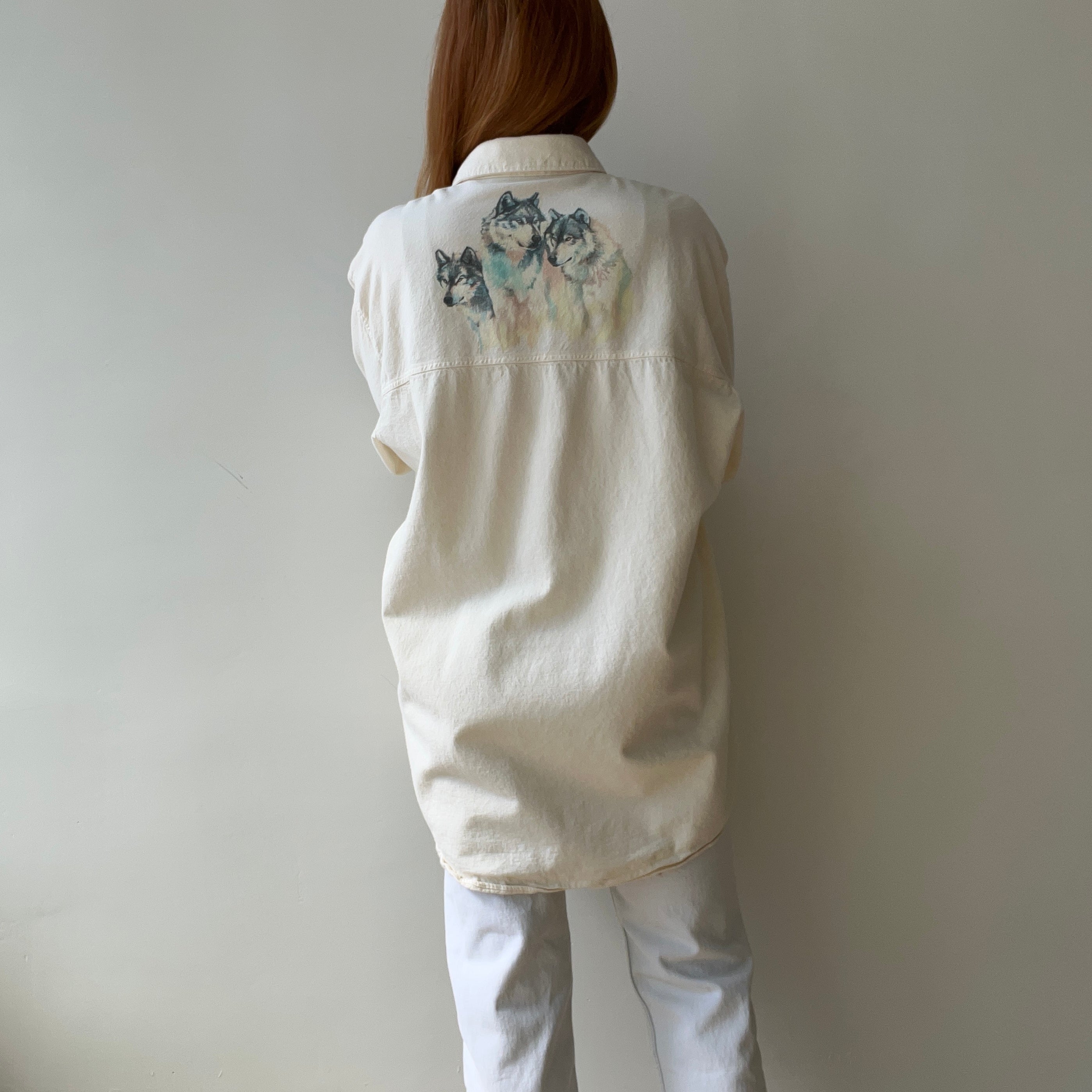 1980s Wolf Front and Back Larger Cotton Flannel
