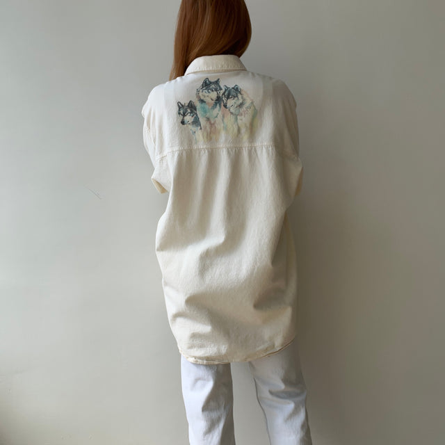 1980s Wolf Front and Back Larger Cotton Flannel