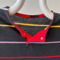1980s Blank Striped Cut Off T-Shirt