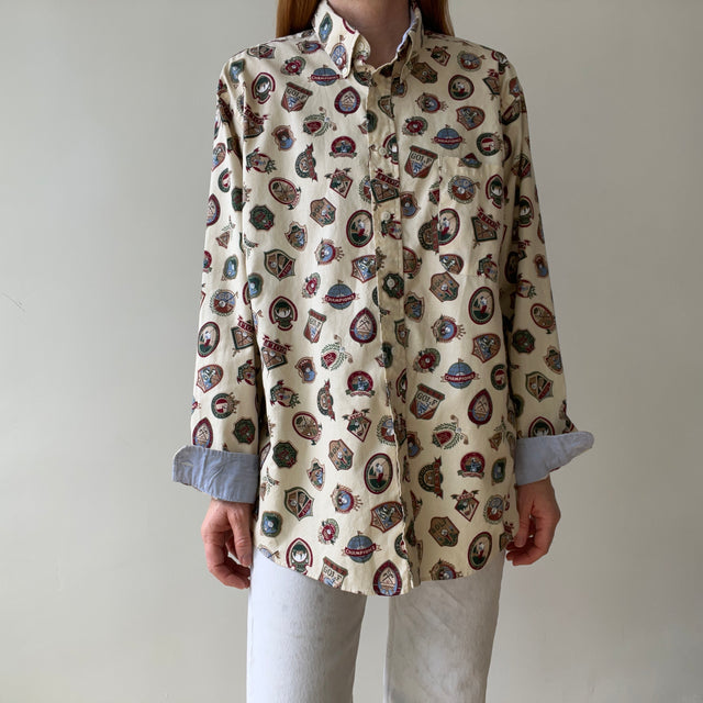 1990s Golf Fanatic Button Down Cotton Dad Shirt