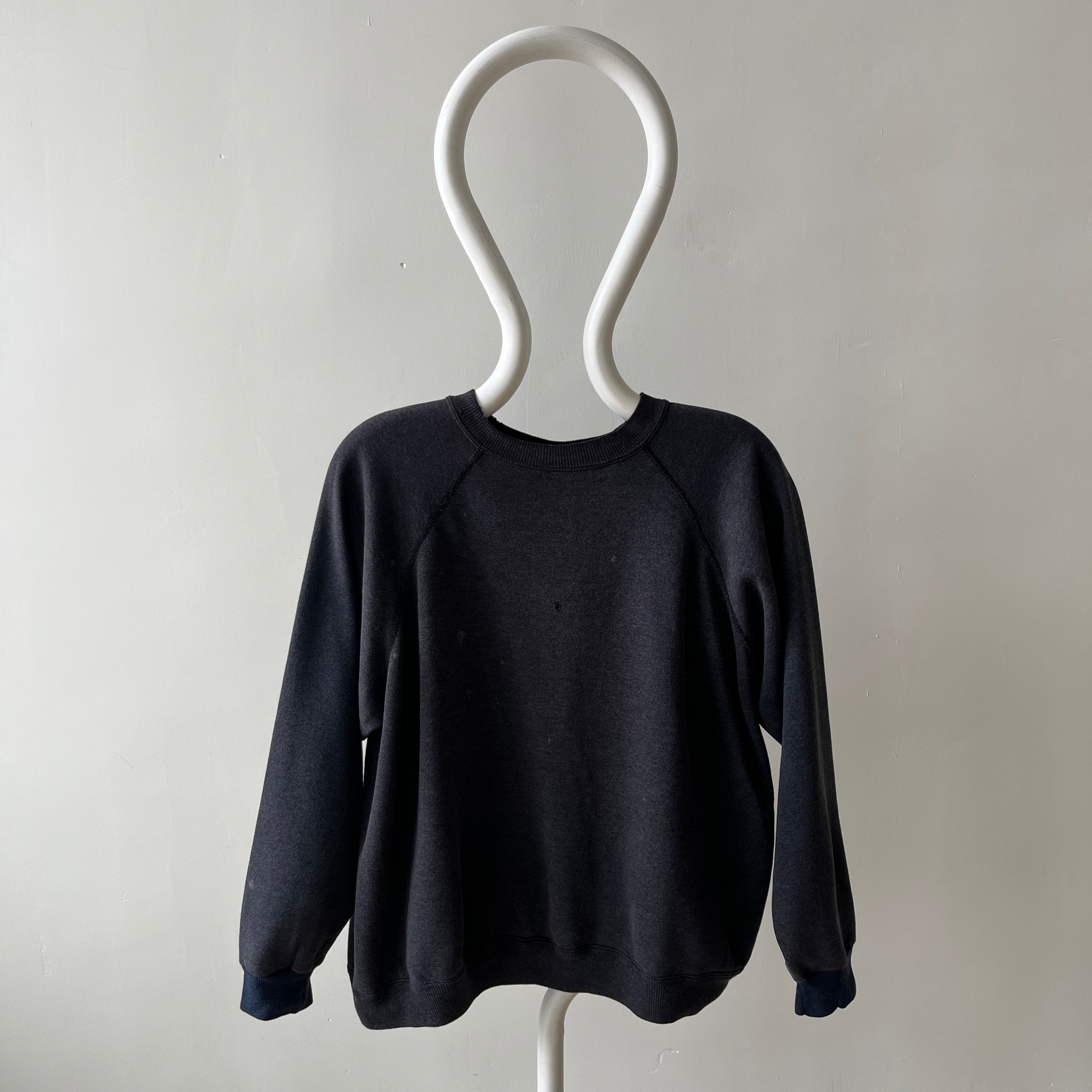 1980s Perfectly Faded Worn, Small Holes, Contrast Cuffs Dream Boat Raglan