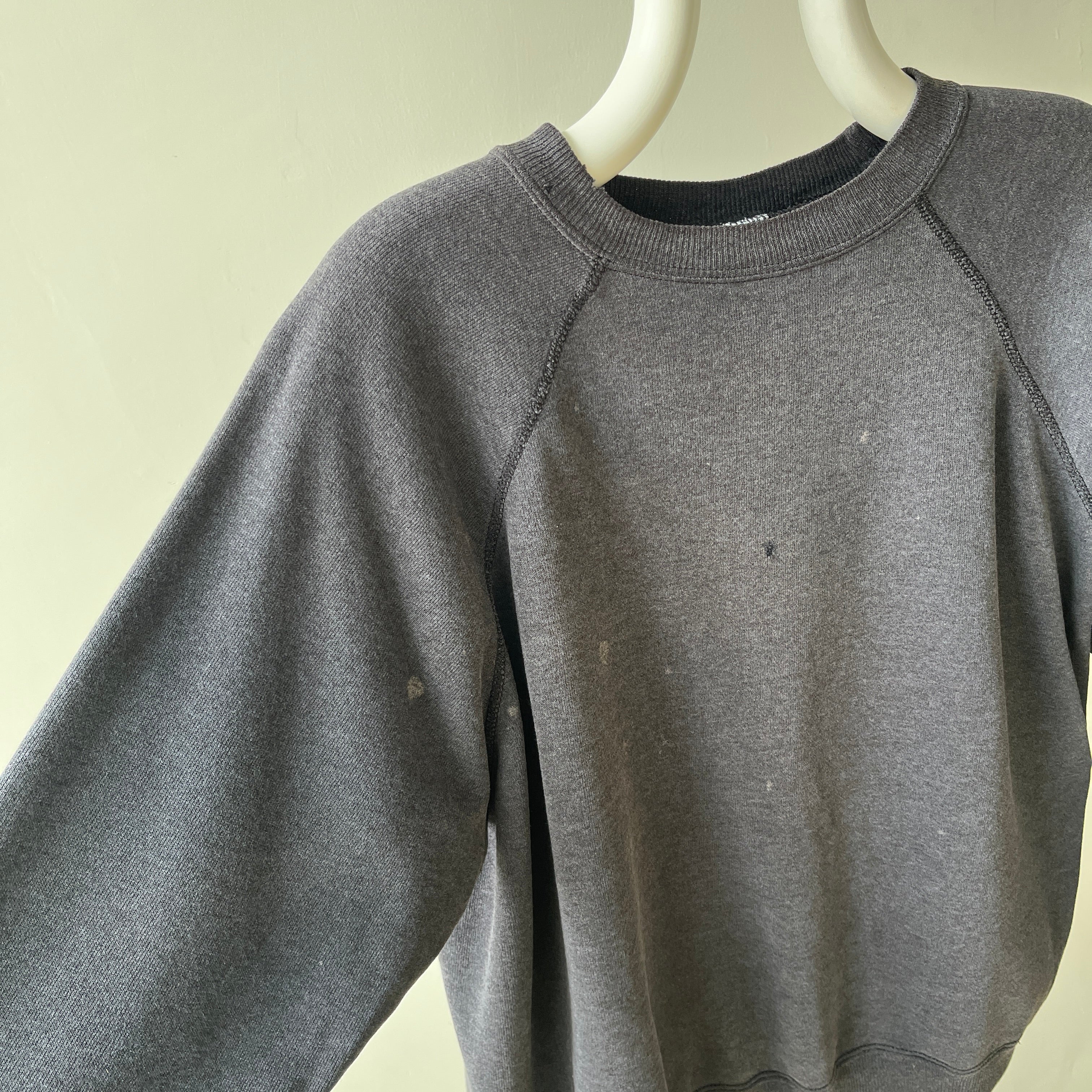 1980s Perfectly Faded Worn, Small Holes, Contrast Cuffs Dream Boat Raglan