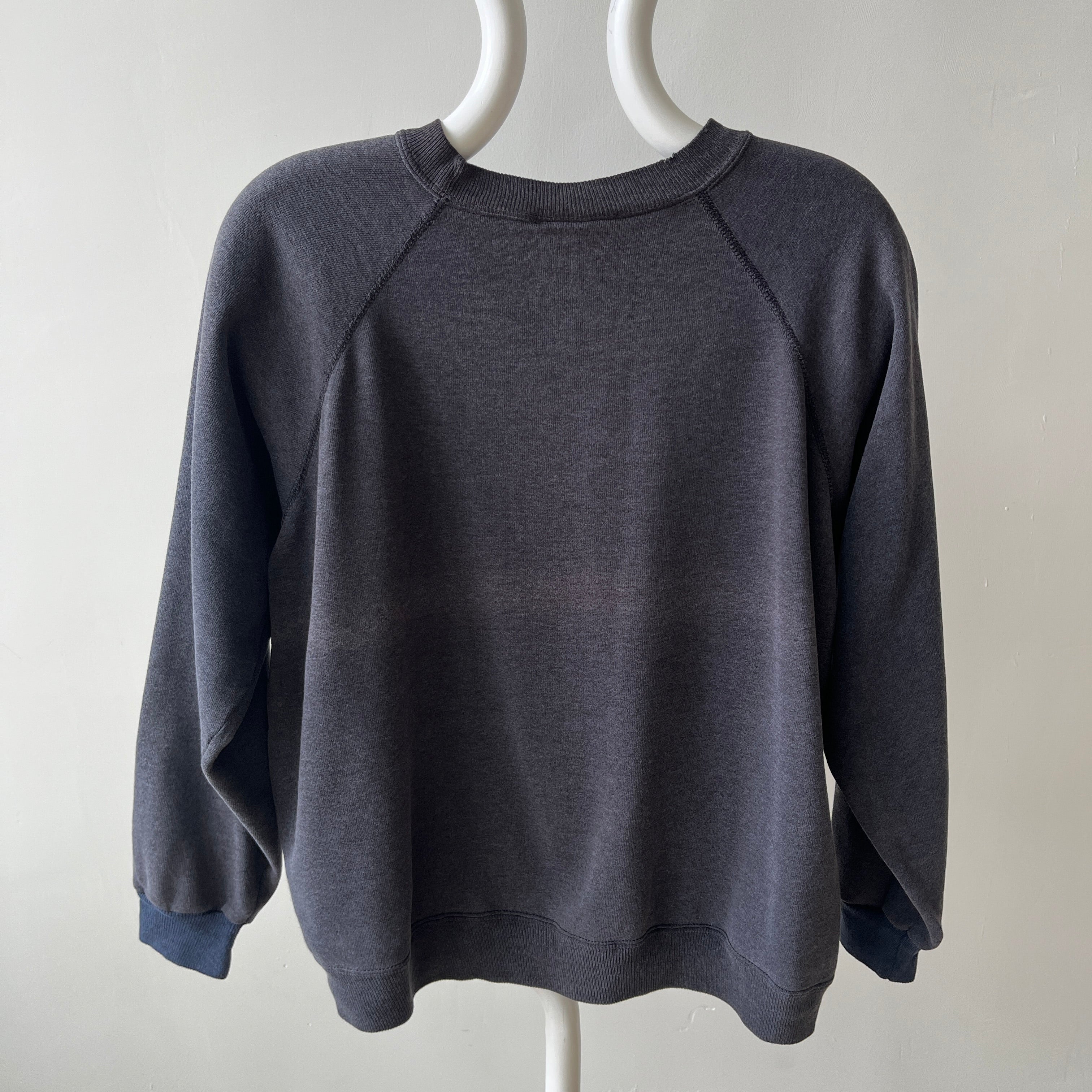 1980s Perfectly Faded Worn, Small Holes, Contrast Cuffs Dream Boat Raglan