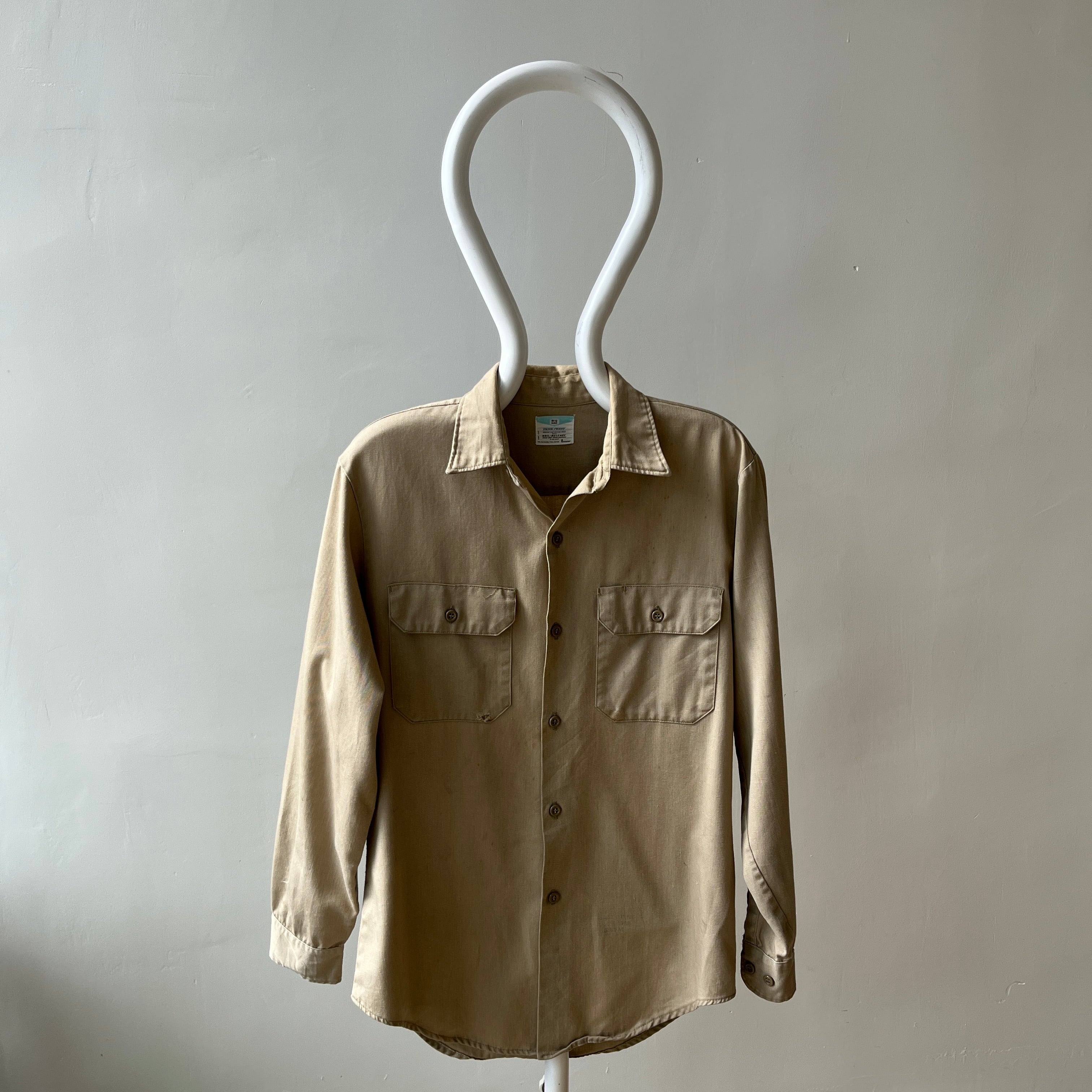 1970s Big Mac by Sears Khaki Work Shirt - Heavily Stained and Worn