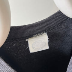 1980s Sun Faded Deep Gray/Black Short Sleeve Warm Up Sweatshirt