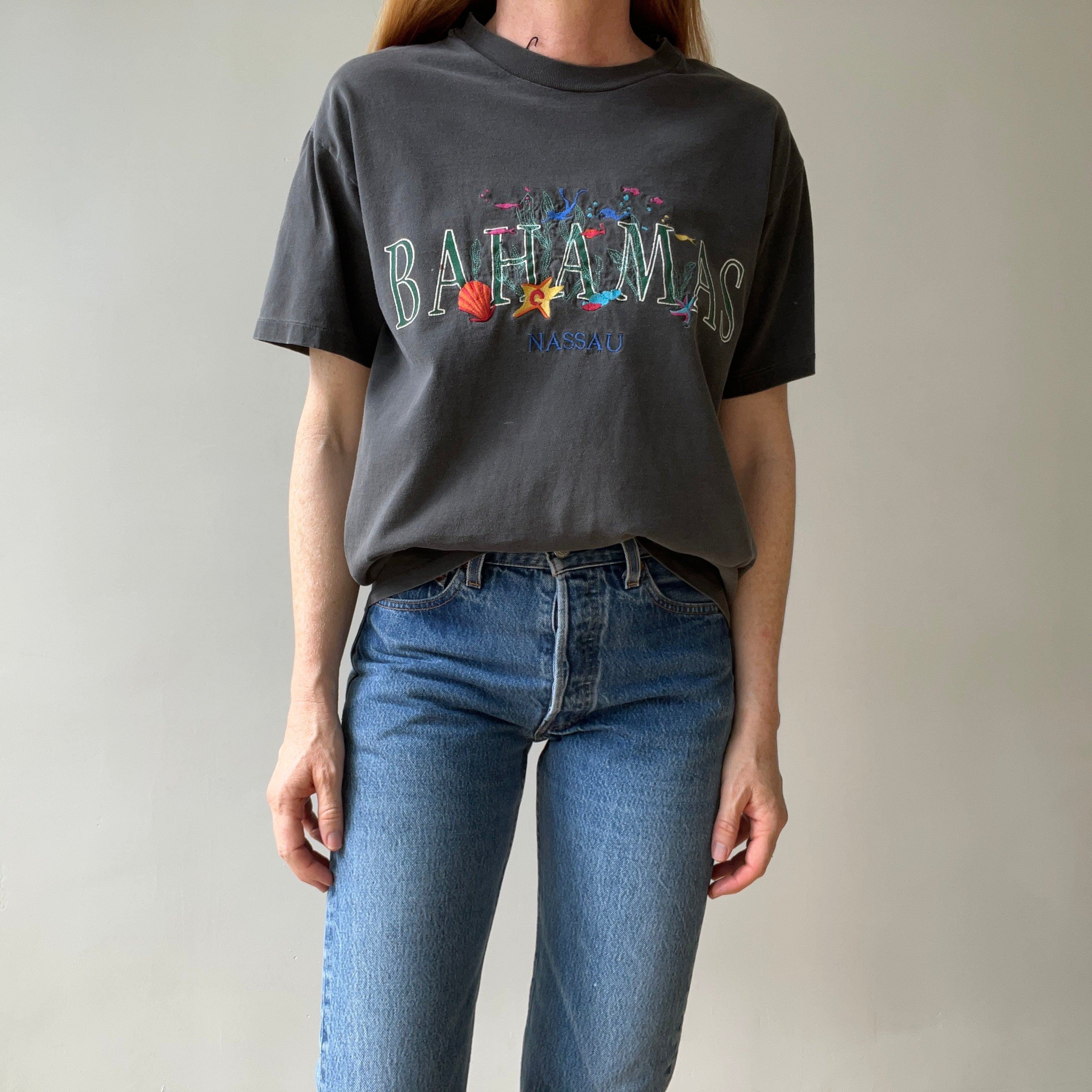 1990s Faded Black Bahamas Nassau T Shirt