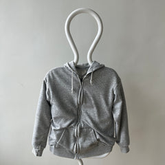 1970s Insulated Blank Gray Zip Up Hoodie - Perfectly Beat Up