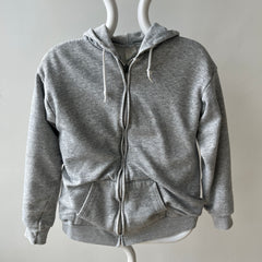 1970s Insulated Blank Gray Zip Up Hoodie - Perfectly Beat Up