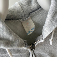 1970s Insulated Blank Gray Zip Up Hoodie - Perfectly Beat Up