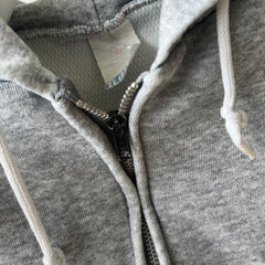 1970s Insulated Blank Gray Zip Up Hoodie - Perfectly Beat Up