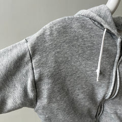 1970s Insulated Blank Gray Zip Up Hoodie - Perfectly Beat Up