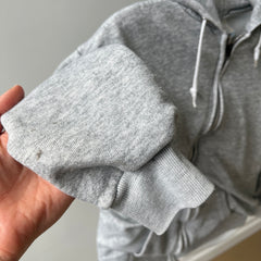 1970s Insulated Blank Gray Zip Up Hoodie - Perfectly Beat Up