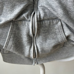 1970s Insulated Blank Gray Zip Up Hoodie - Perfectly Beat Up