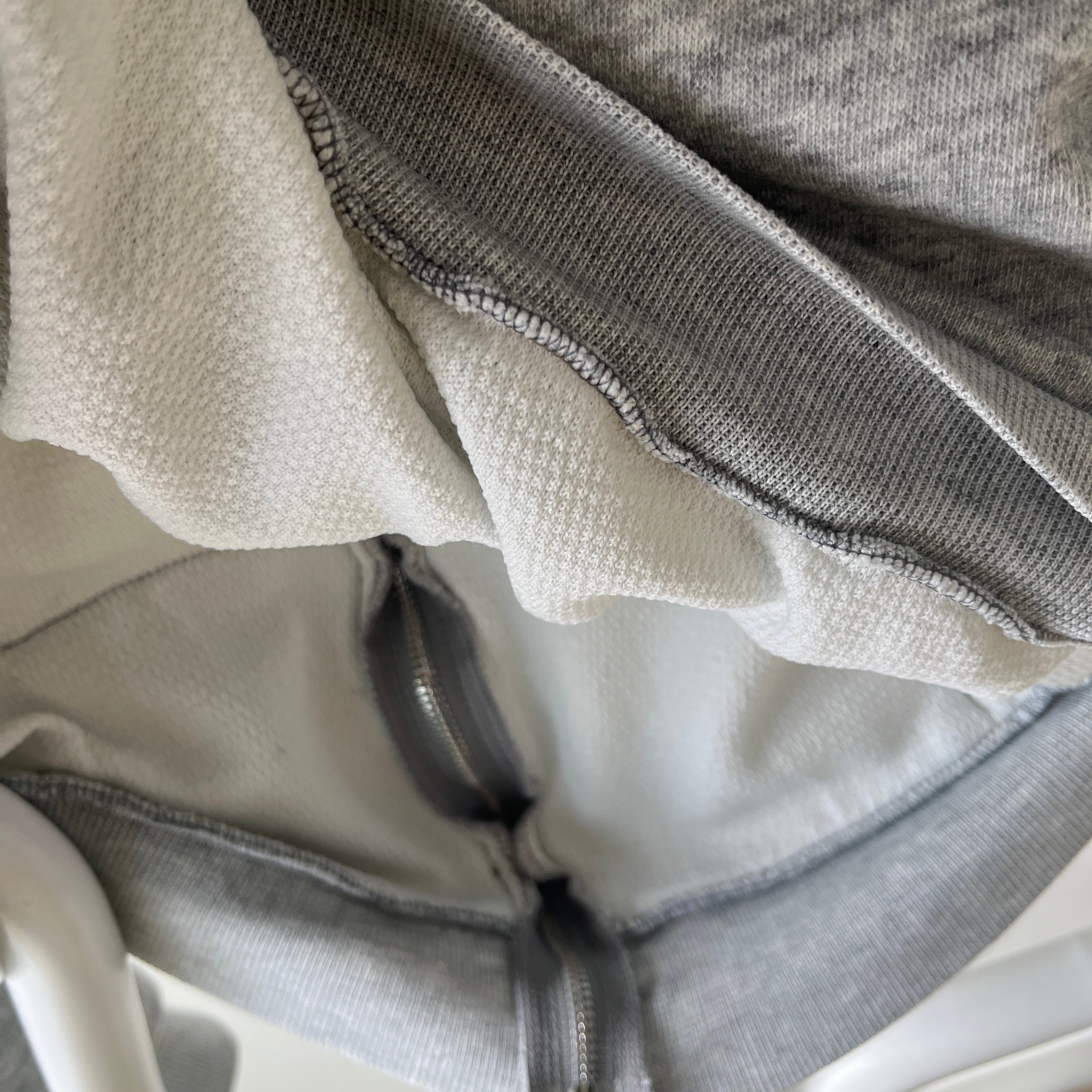 1970s Insulated Blank Gray Zip Up Hoodie - Perfectly Beat Up