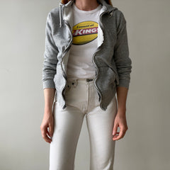 1970s Insulated Blank Gray Zip Up Hoodie - Perfectly Beat Up