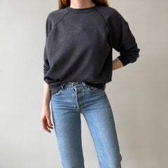 1980s Perfectly Faded Worn, Small Holes, Contrast Cuffs Dream Boat Raglan