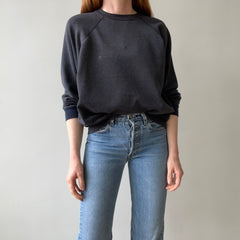 1980s Perfectly Faded Worn, Small Holes, Contrast Cuffs Dream Boat Raglan