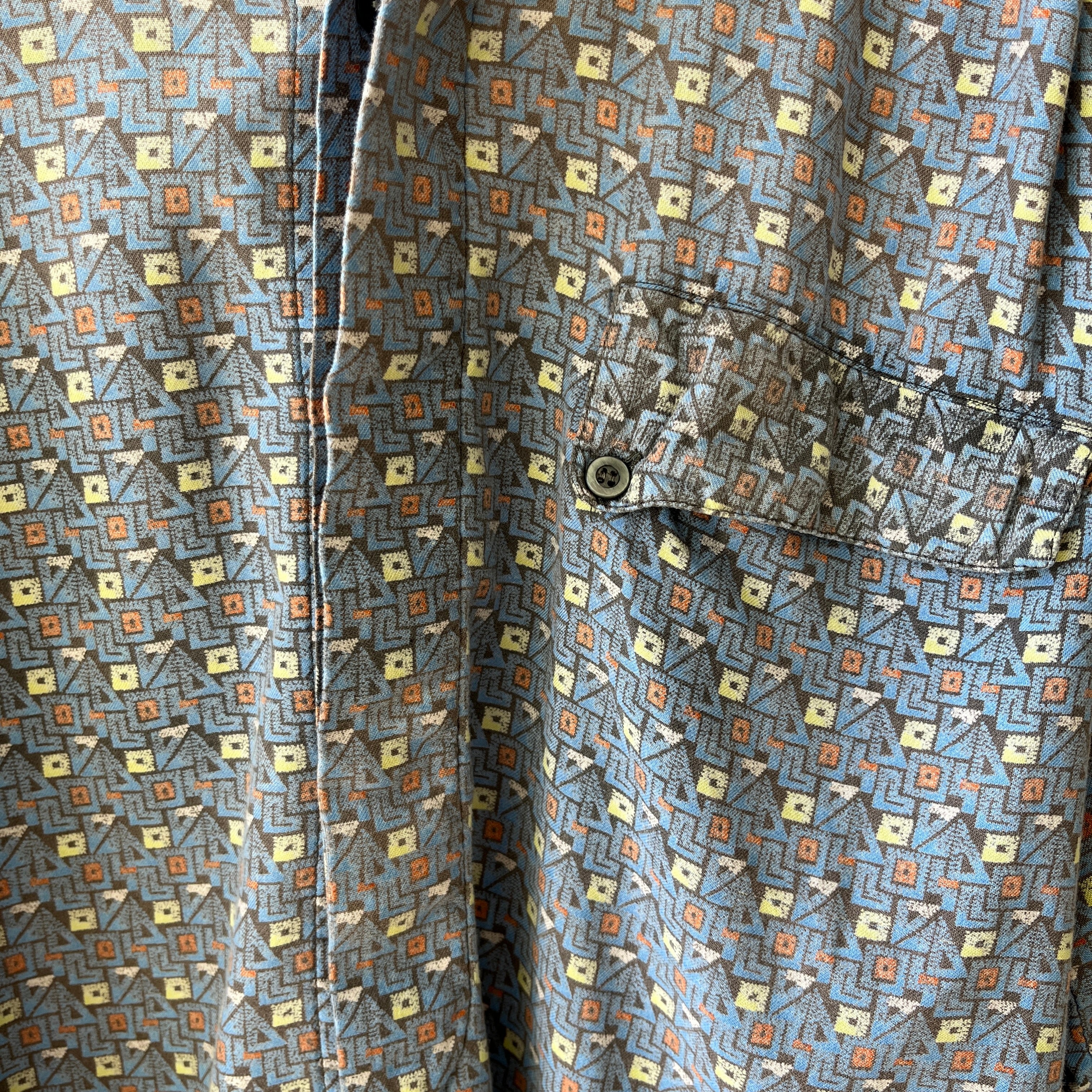 1980s Geometric Print Button Down Shirt