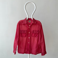 1950s Red Sheer Loop Collar Button Down Shirt