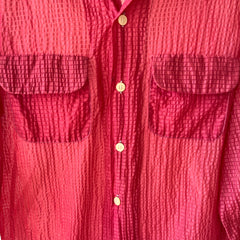 1950s Red Sheer Loop Collar Button Down Shirt