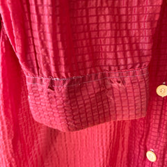 1950s Red Sheer Loop Collar Button Down Shirt