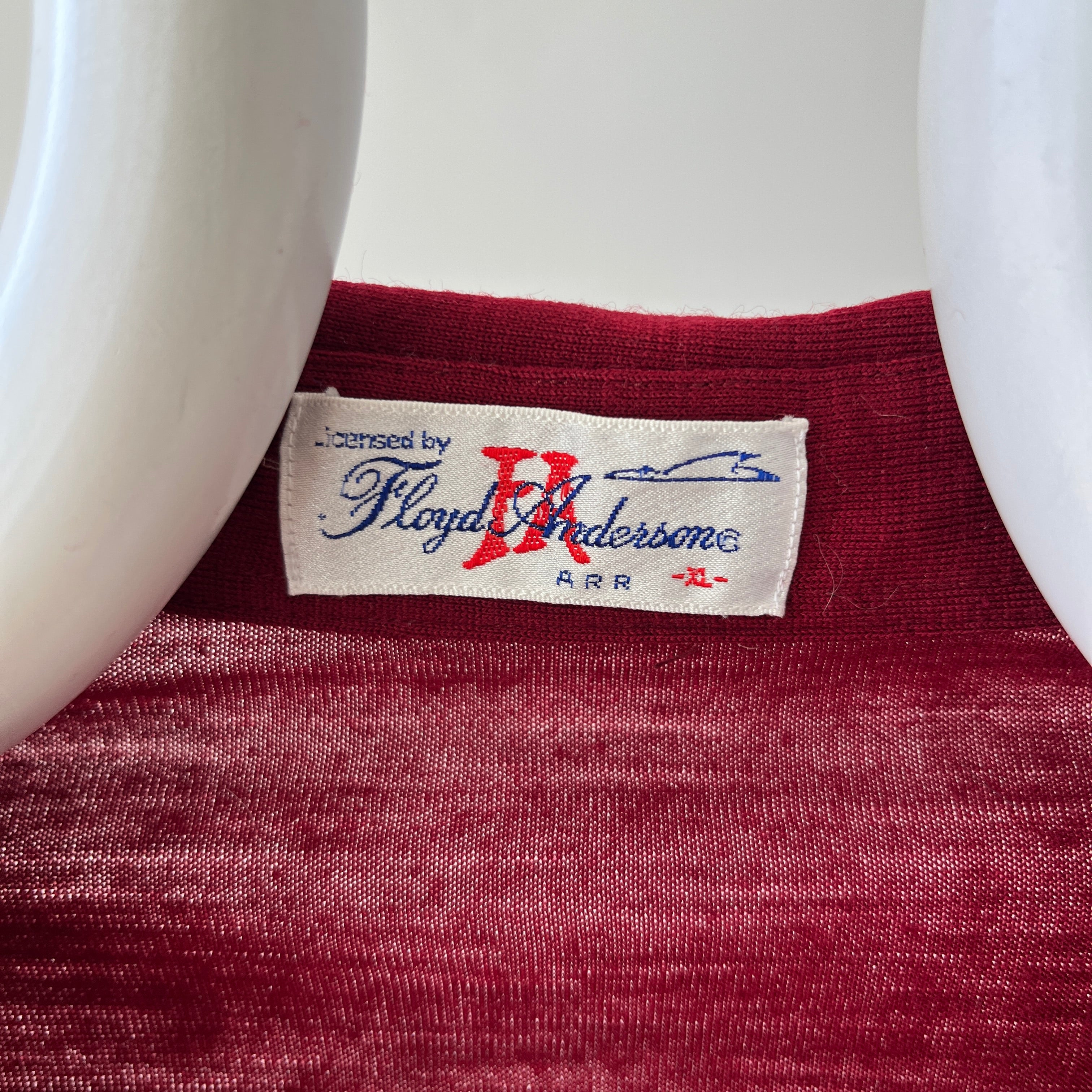 1950s Dark Red Cotton Rockabilly Button Down Shirt