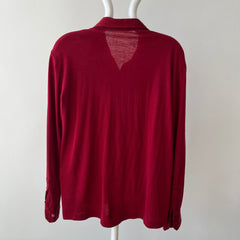 1950s Dark Red Cotton Rockabilly Button Down Shirt