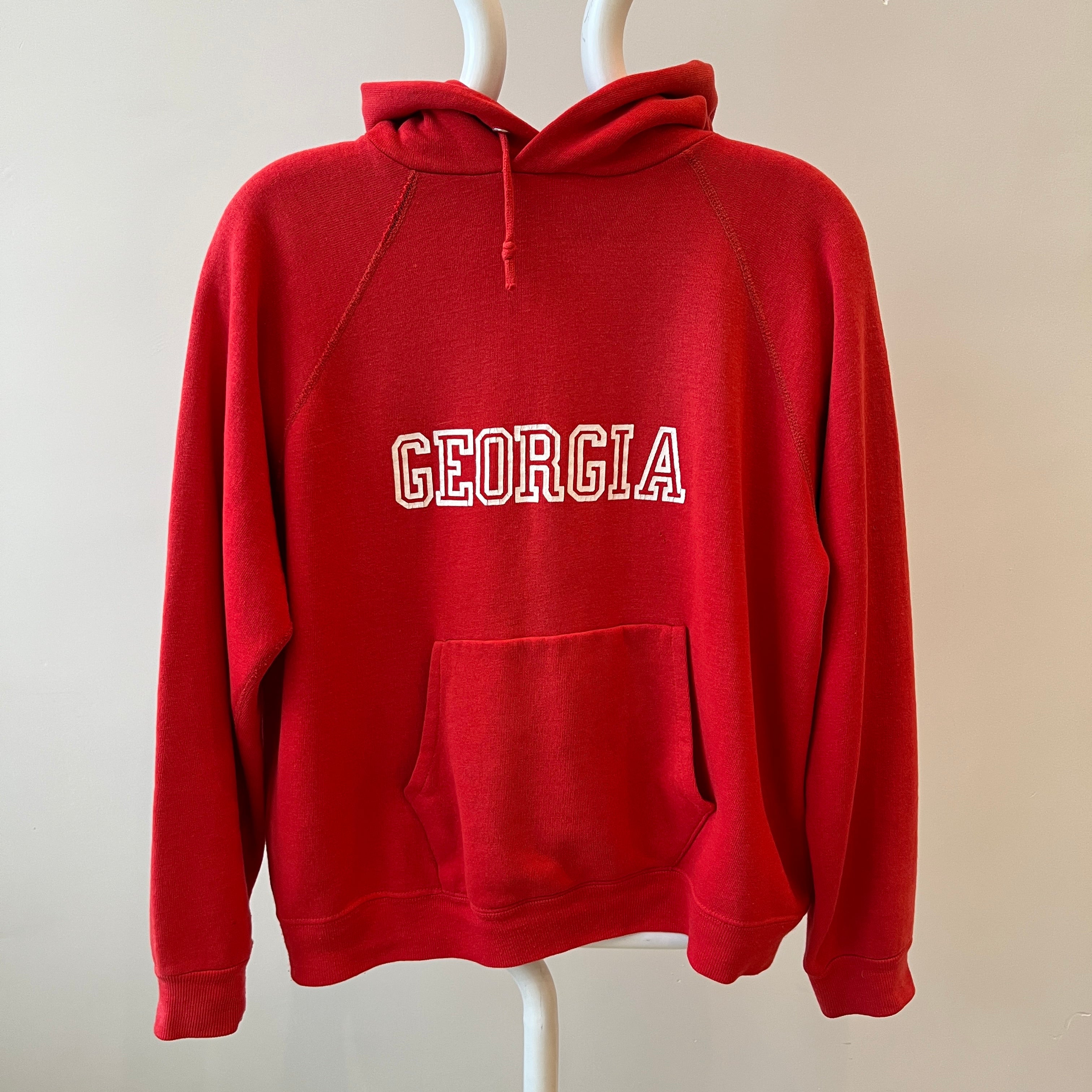 1970/80s Sun Faded, Perfectly Worn and Luxuriously Soft Georgie Hoodie - Go DAWGS