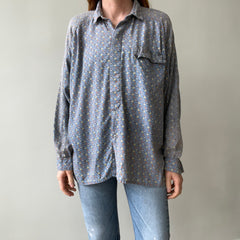 1980s Geometric Print Button Down Shirt