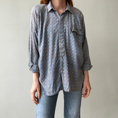 1980s Geometric Print Button Down Shirt