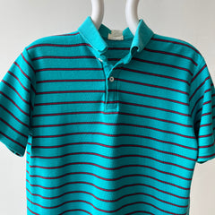 1980s USA Made Striped LL Bean Polo T-Shirt - !!!