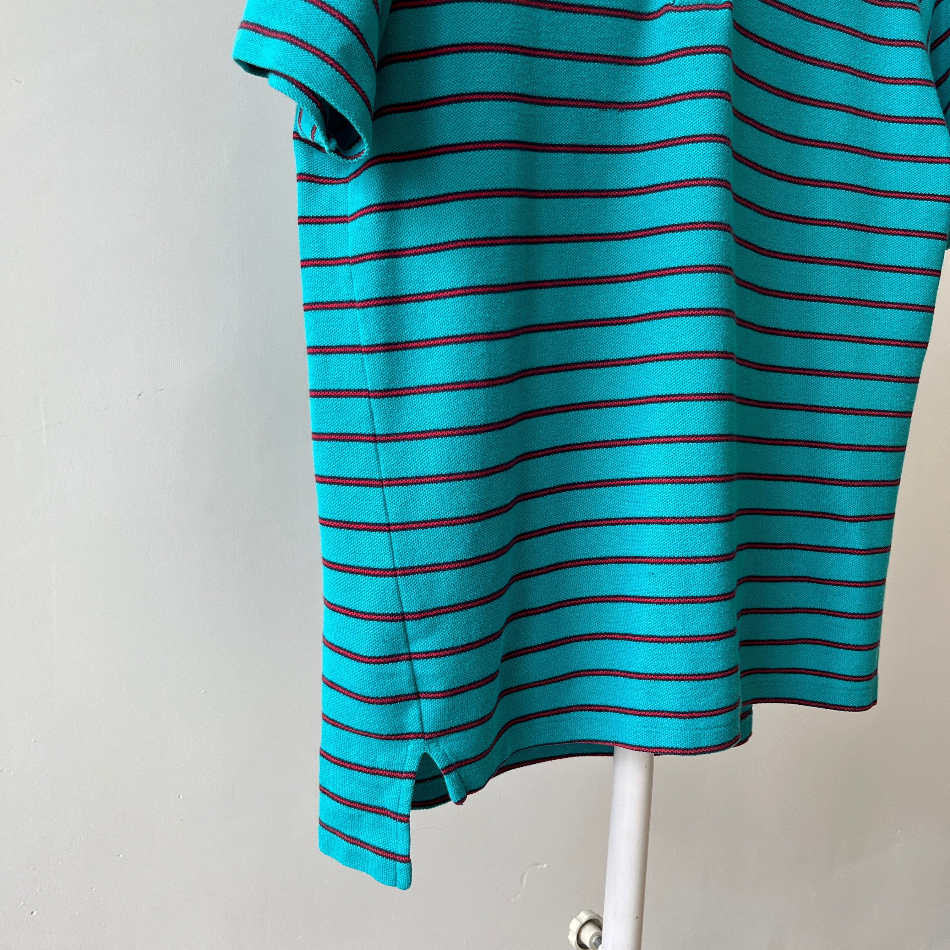 1980s USA Made Striped LL Bean Polo T-Shirt - !!!