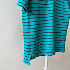 1980s USA Made Striped LL Bean Polo T-Shirt - !!!