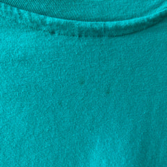 1990s Blank Teal Long Sleeve T-Shirt by Hanes