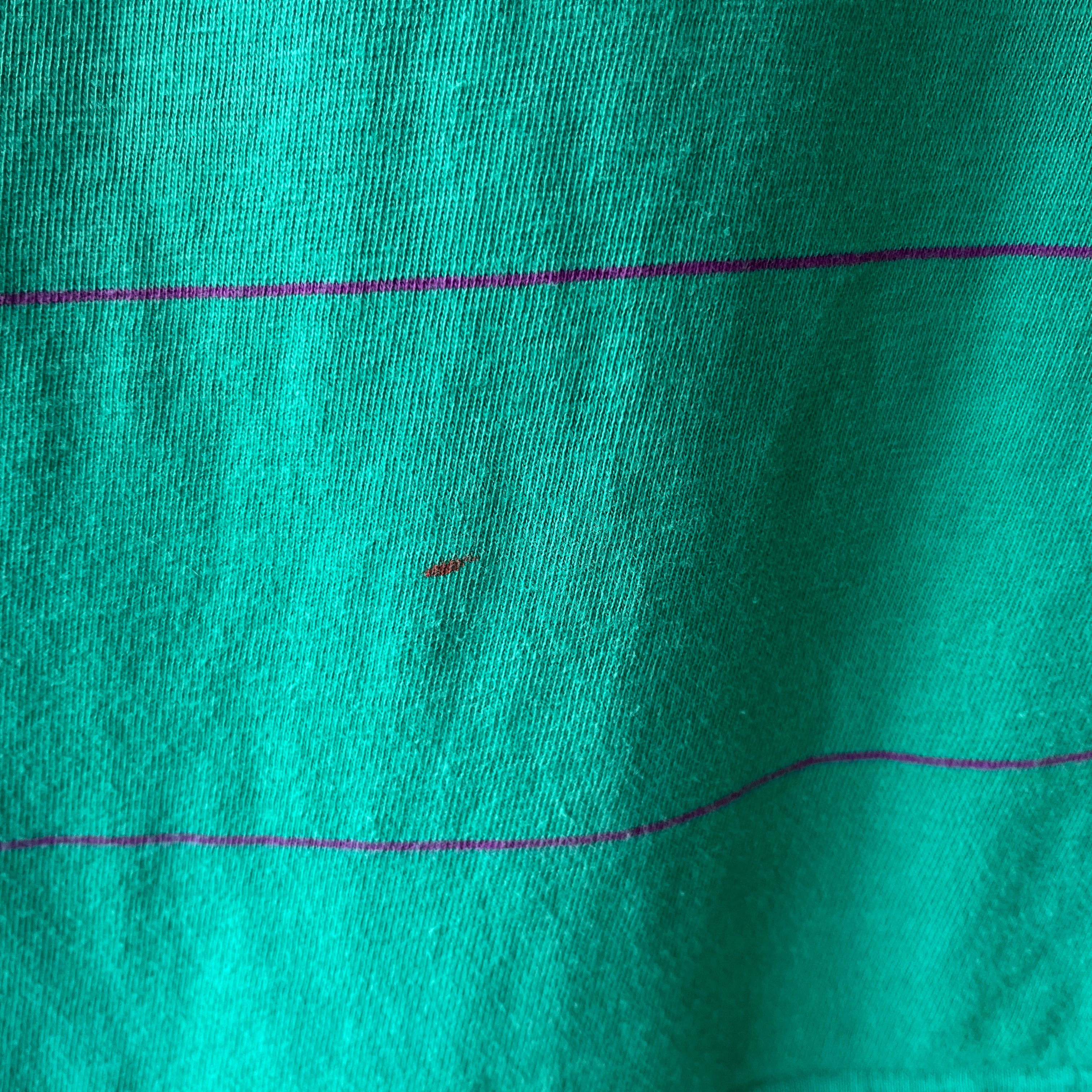 1980s Green/Teal Striped Polo T-Shirt
